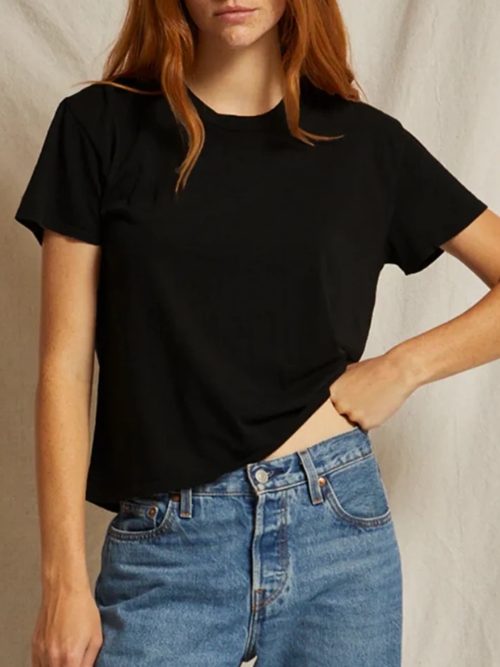 PERFECTWHITETEE Harley Boxy Crew Tee In True Black